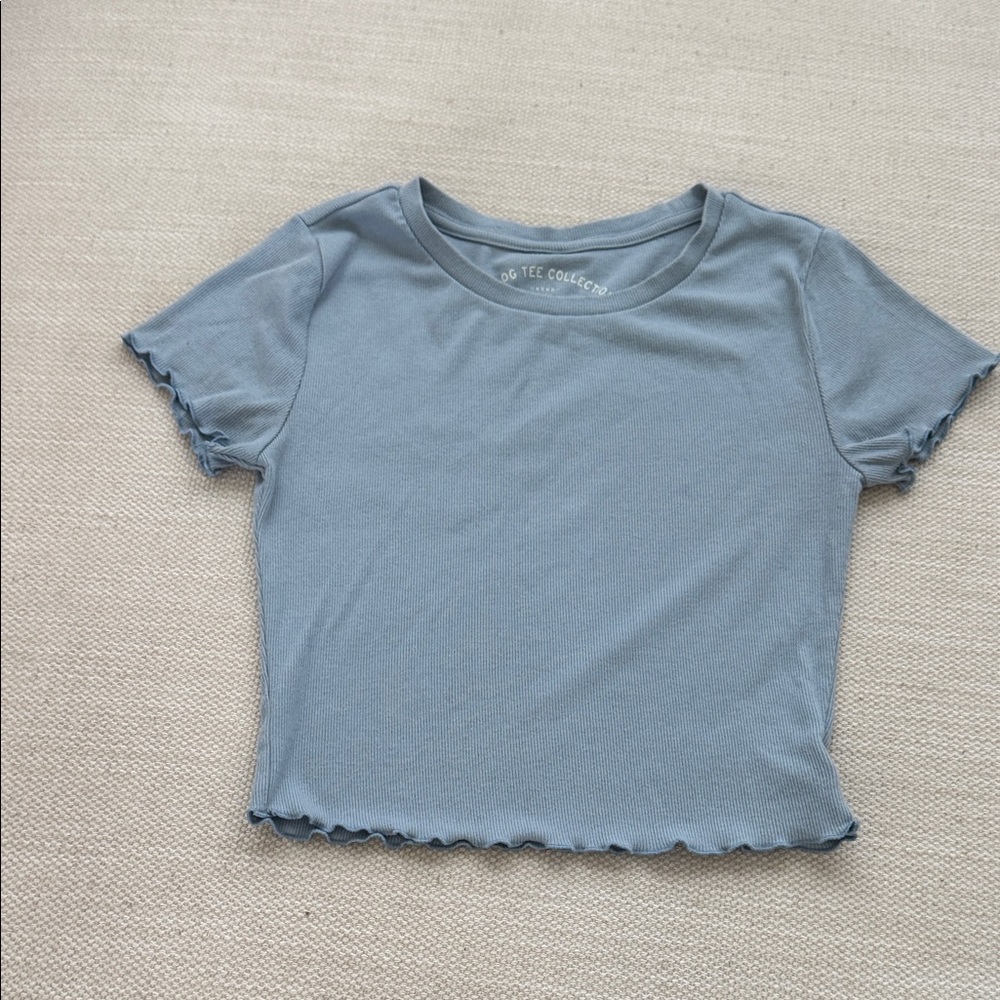The OG Tee Collection Blue Ribbed Lettuce Edge Tee